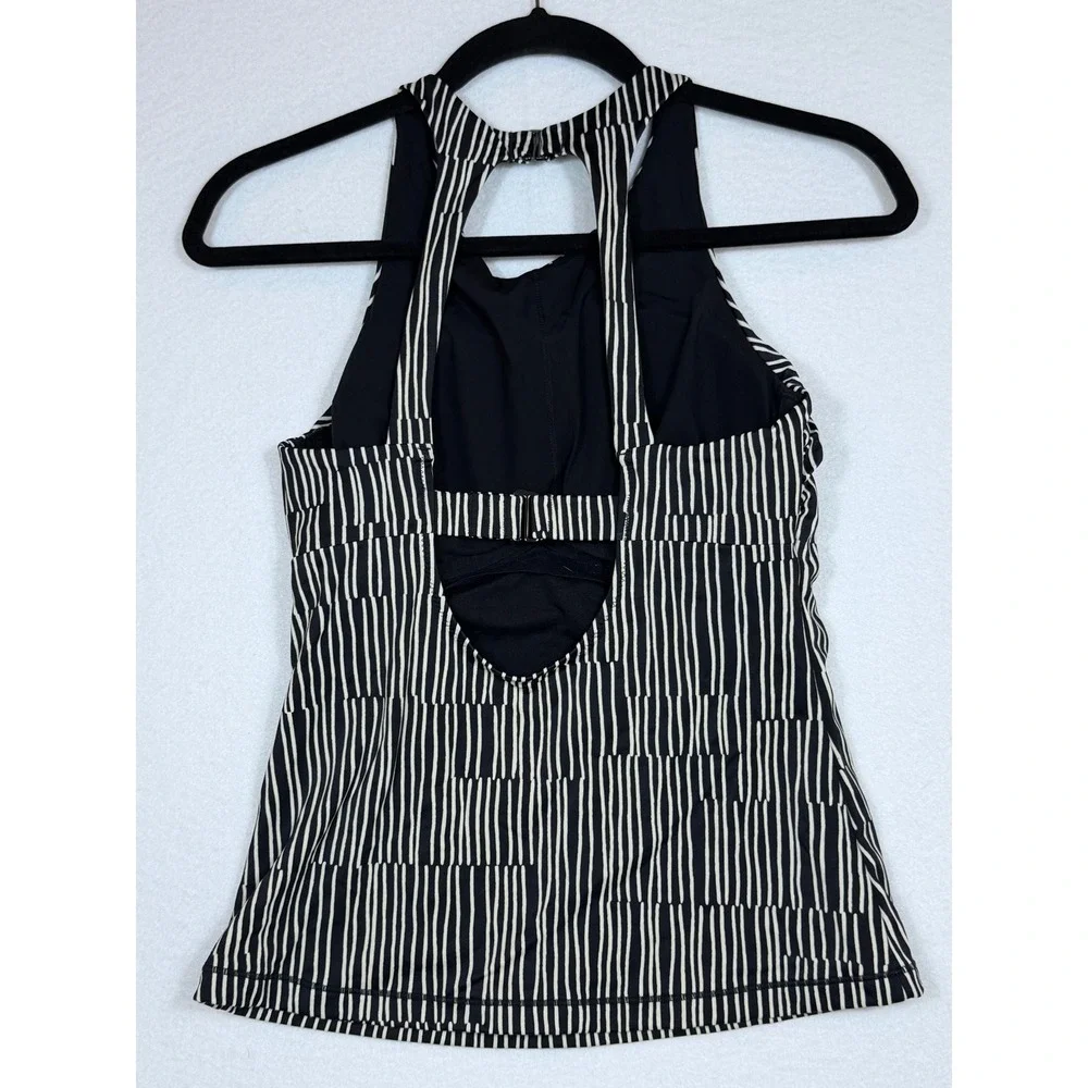 Athleta Maldives Striped Tankini Swim Top Halter Neck Keyhole Back‎ Size 34 B/C